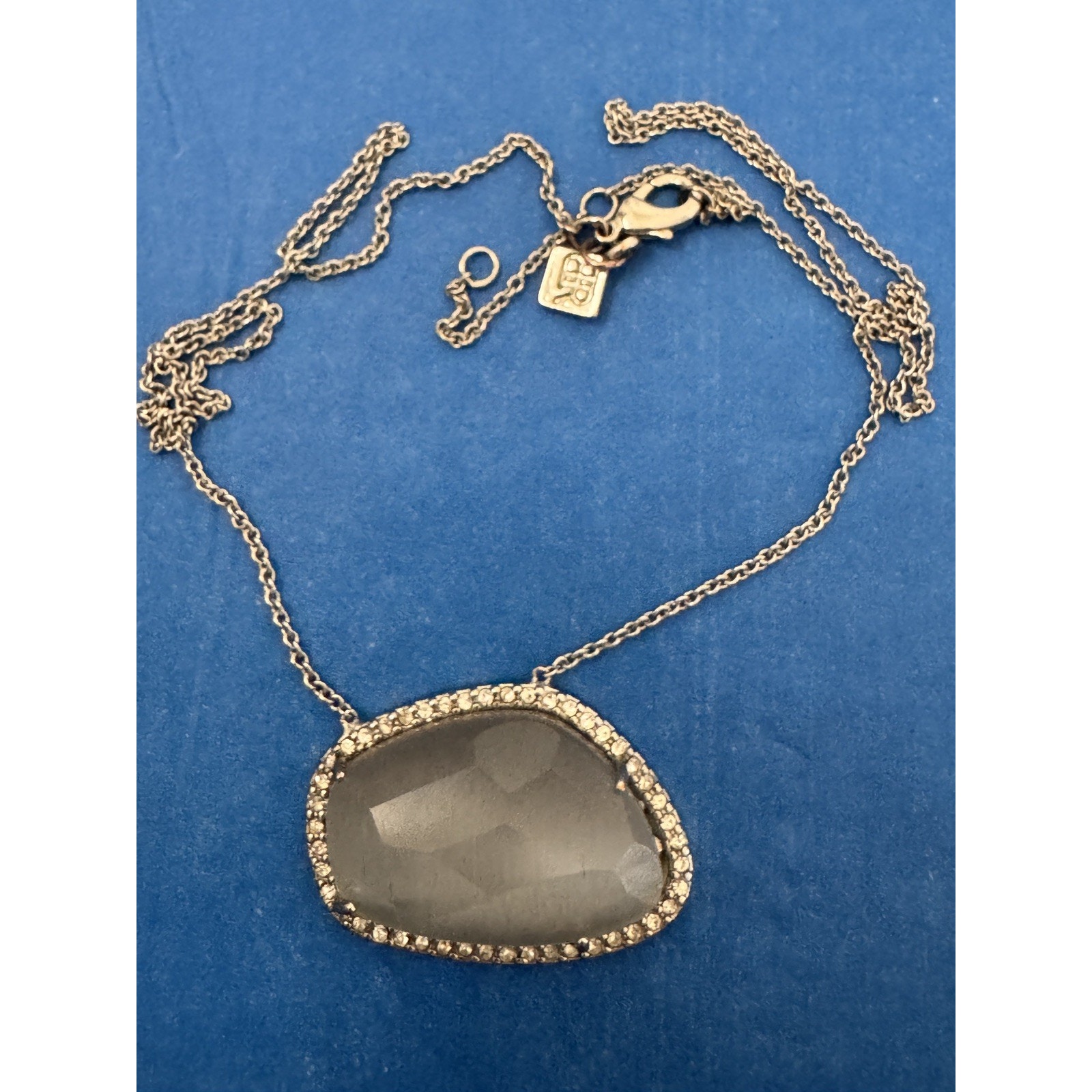 Banana Republic Agate Semi Precious Stone Pave Crystal Pendant Necklace 30$